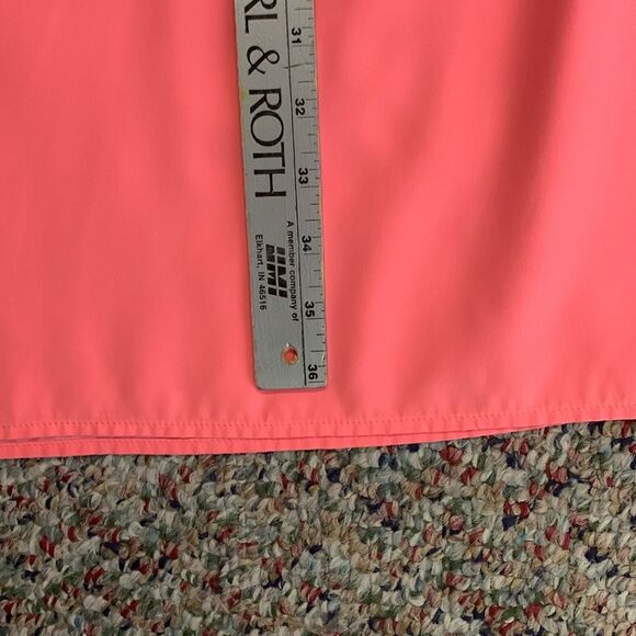 Amanda Uprichard Coral Pink Silk V-Neck Gathered Waist Sleeveless Dress Size L - Picture 11 of 12